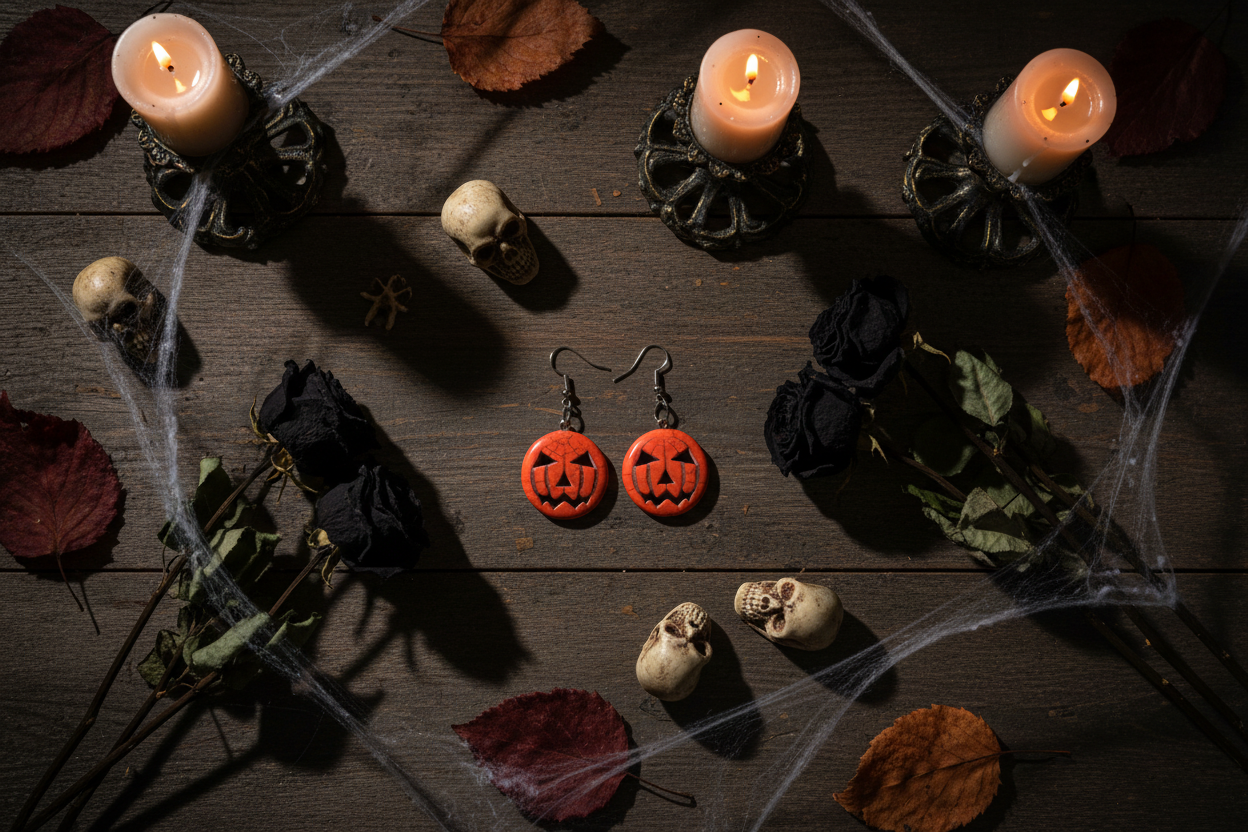 Harvest Moon Wooden Pumpkin Earrings