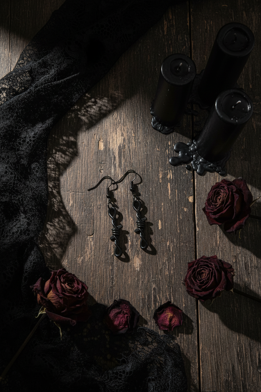 Gothic Barbed Wire Earrings – Witchy Statement Jewelry