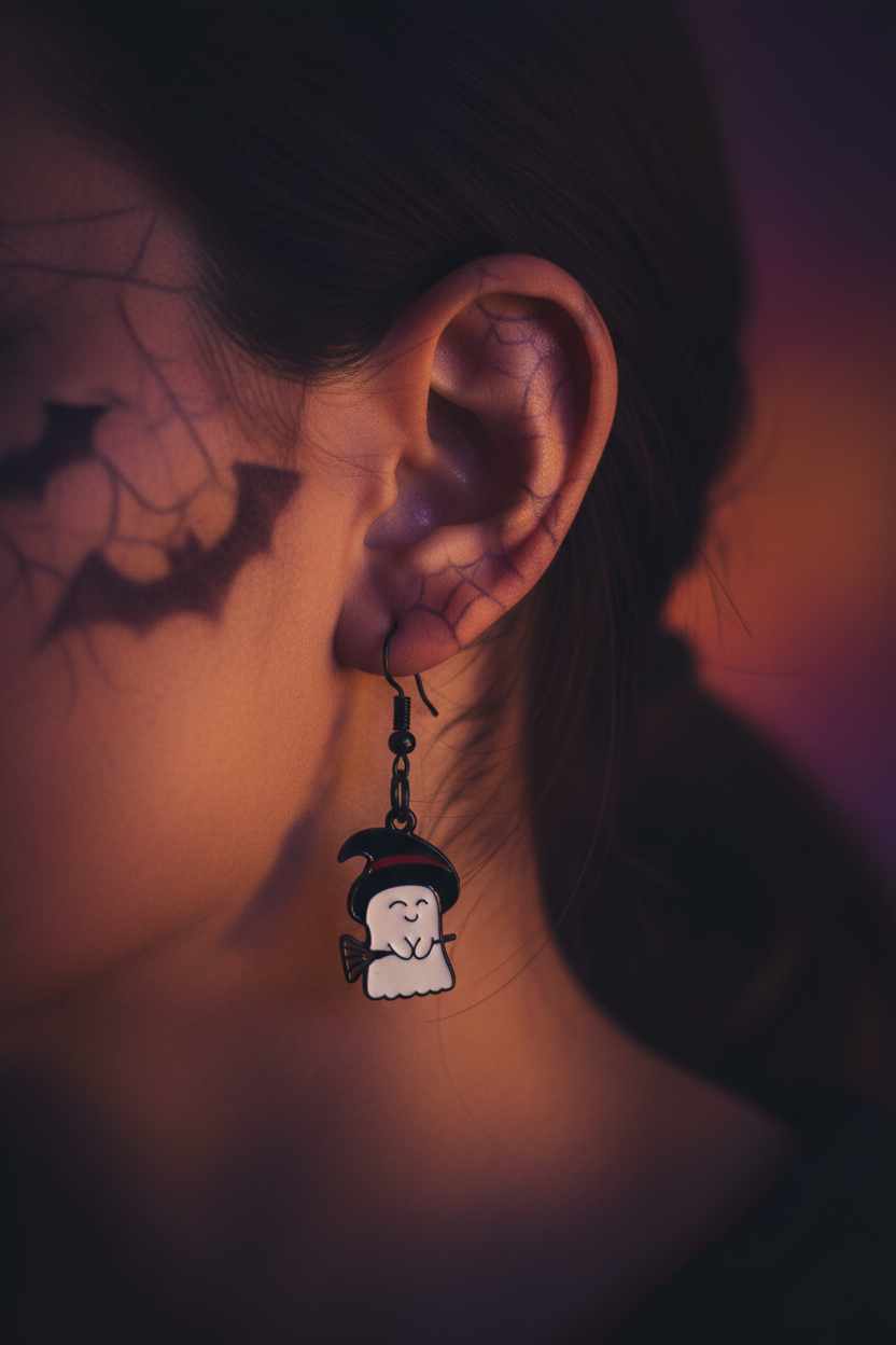 Witchy Ghost Halloween Earrings – Spooky Charm Jewelry