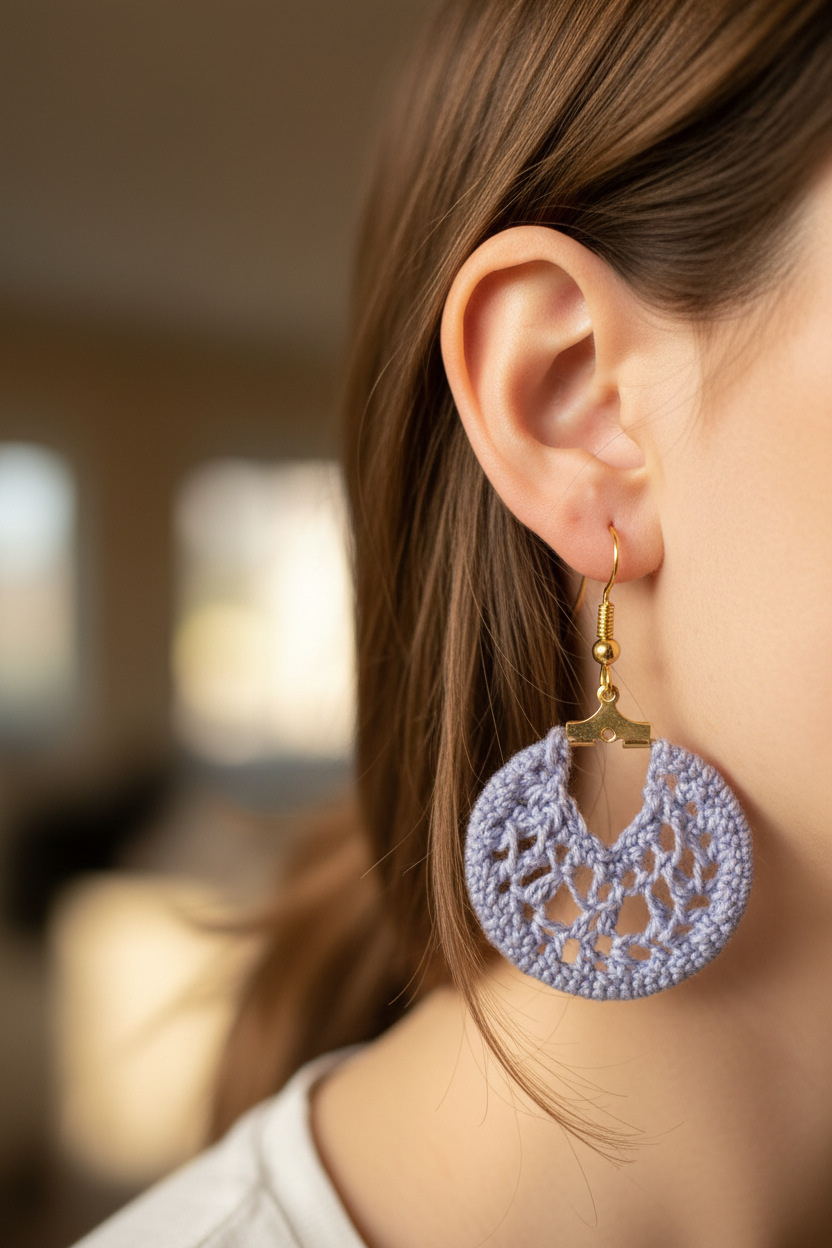 Crocheted Small Hoop Earrings – Lavender Lace Jewelry
