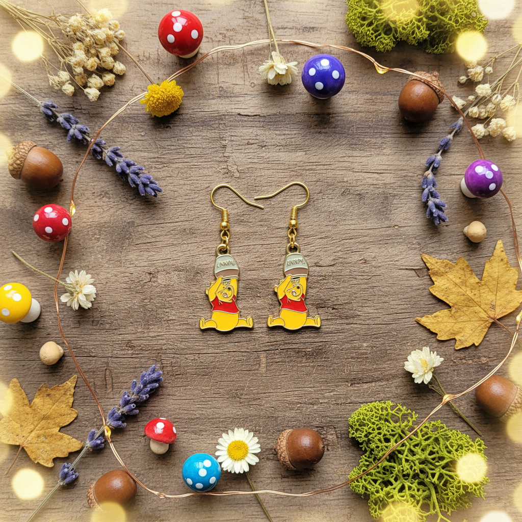 Winnie the Pooh Earrings, Storybook Character Jewelry