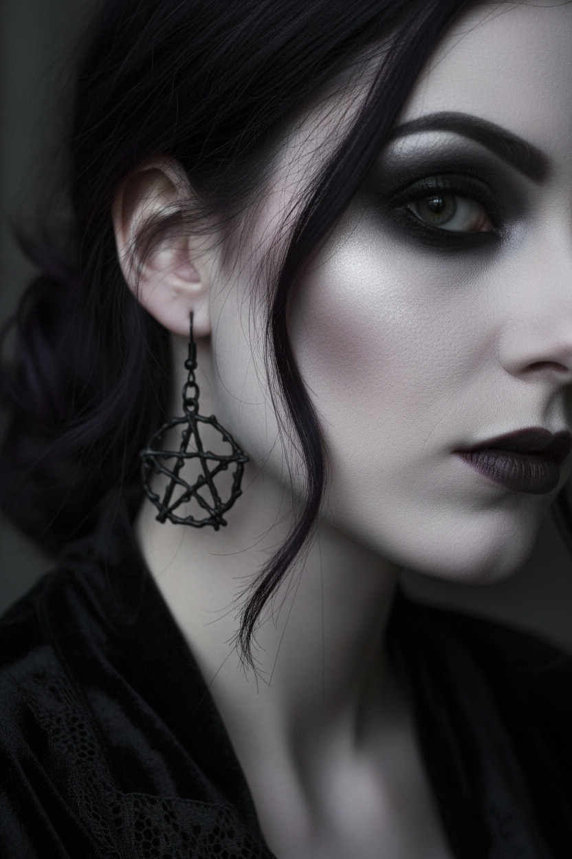 Gothic Pentagram Earrings – Witchy Tree Jewelry Display