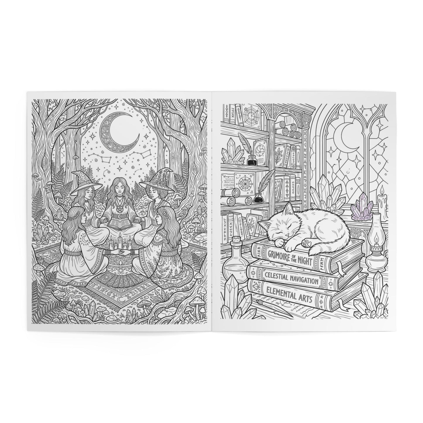 Witchy Moon Coloring Book — The Lunar Stitch Magical Adult Coloring Pages