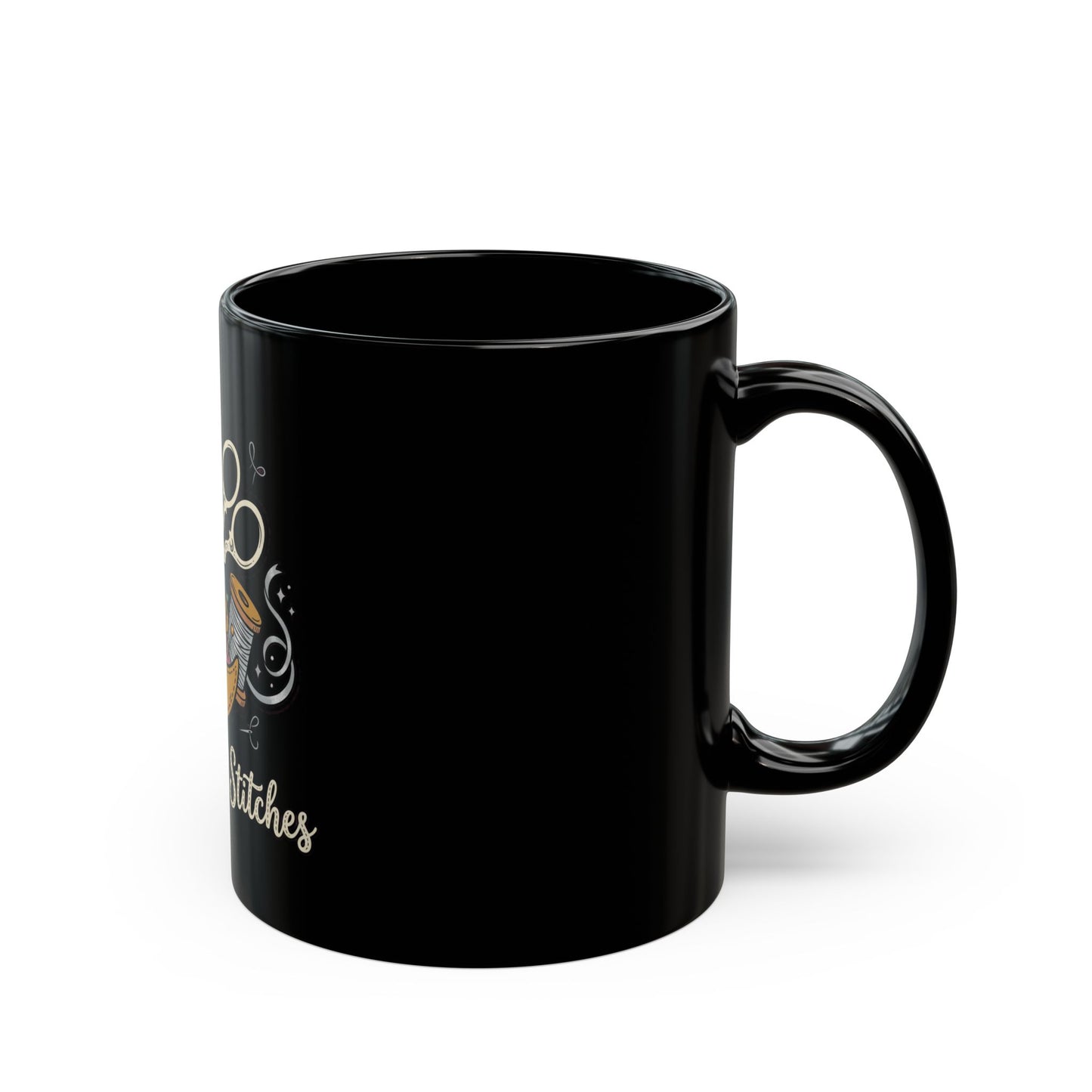 Witches and Stitches Black Mug — Witchy Sewing Craft Coffee Cup (11oz & 15oz)