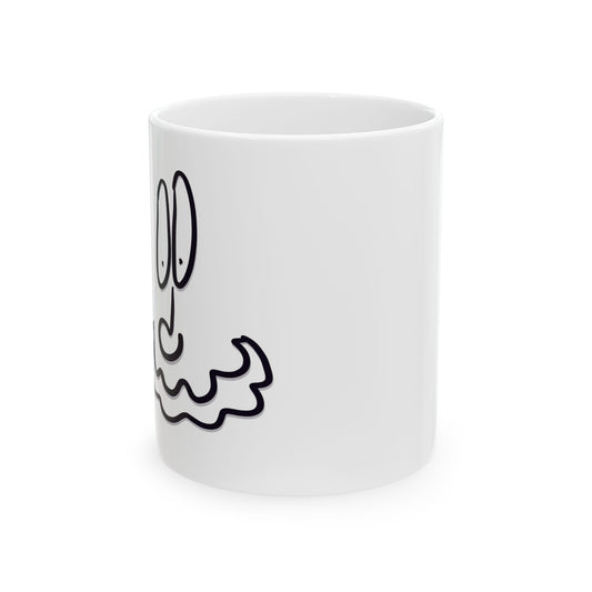 Funny Doodle Face Ceramic Mug – Cute Cartoon Eyes & Mustache Coffee Cup (11oz/15oz)