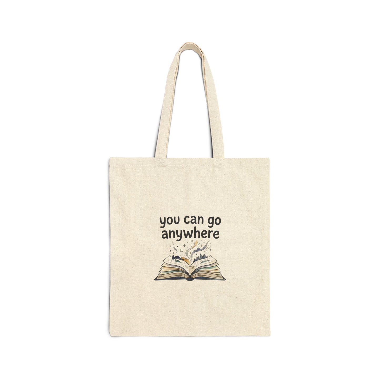 Book Lover Tote Bag - "You Can Go Anywhere" Canvas Book Tote, Readers Gift