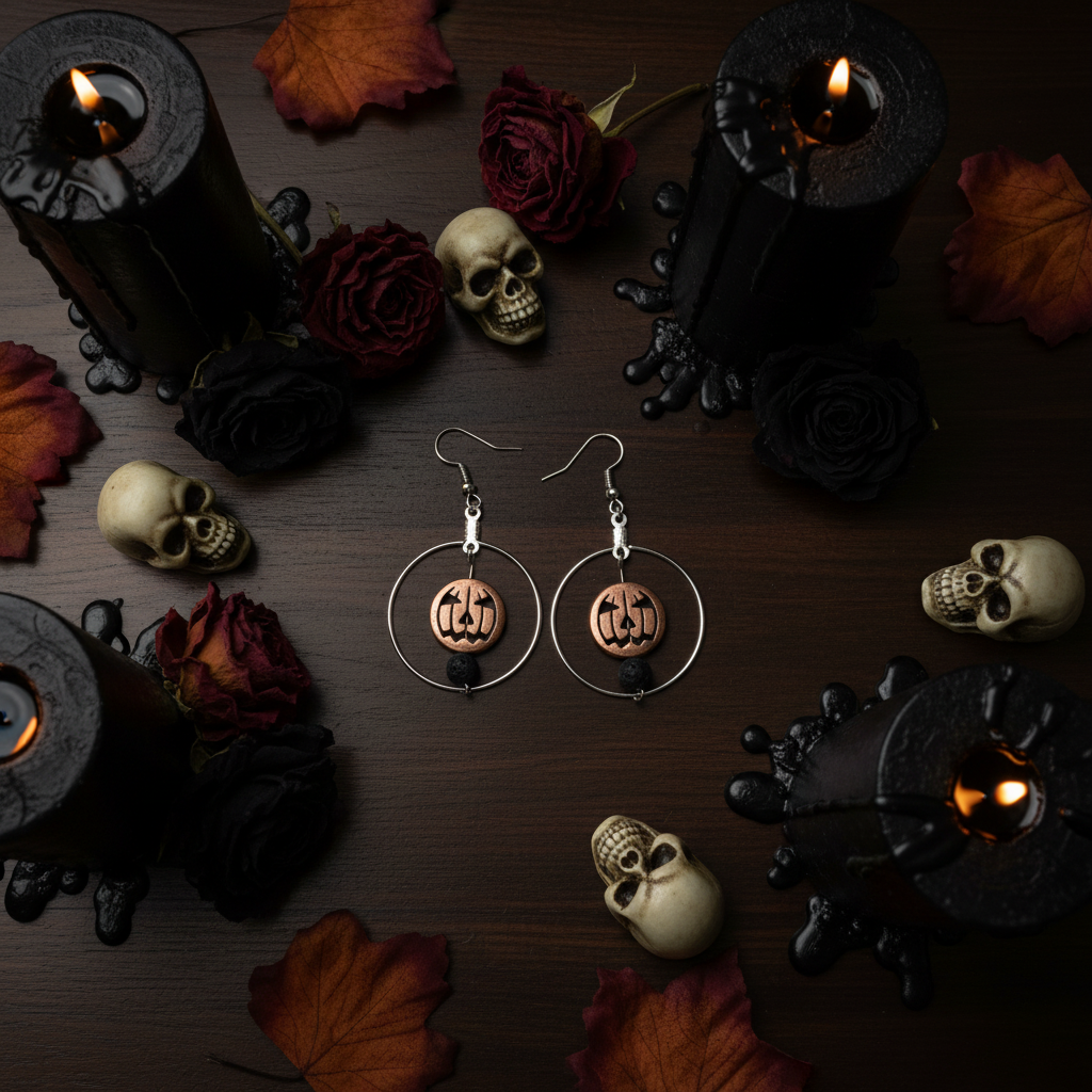 Halloween Spinning Pumpkin Hoop Earrings – Spooky Gothic Jewelry