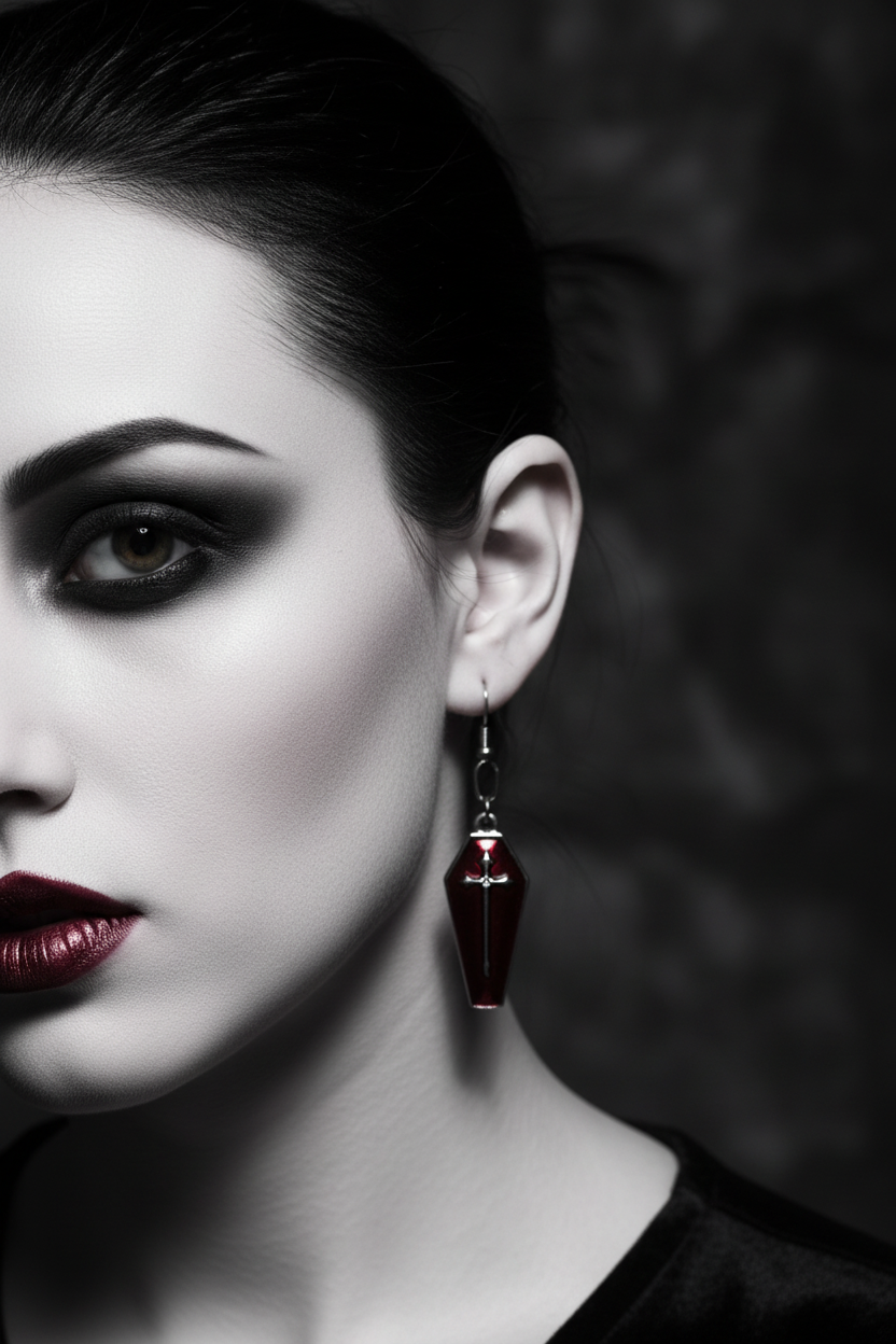 Gothic Vampire Coffin Earrings – Witchy Dangle Jewelry