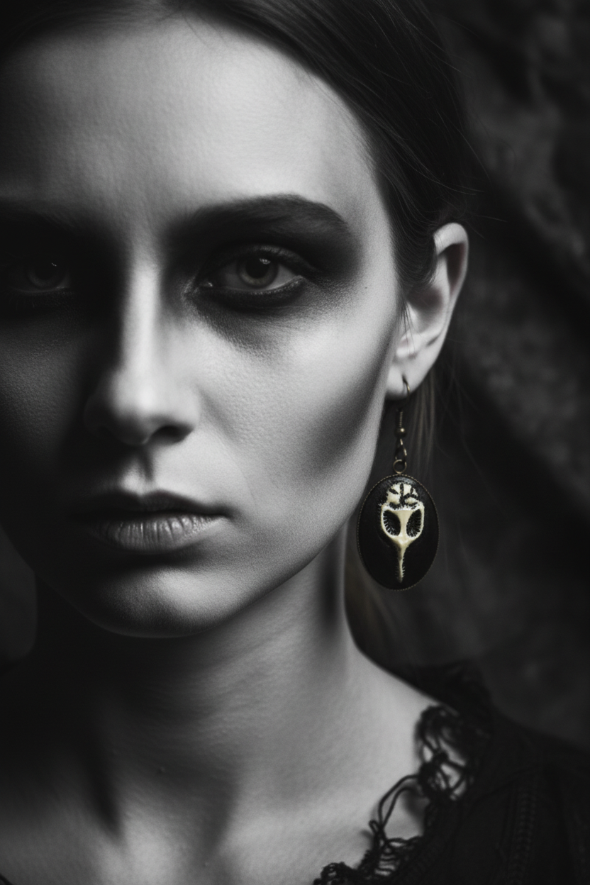 Gothic Raven Skull Earrings – Witchy Statement Jewelry