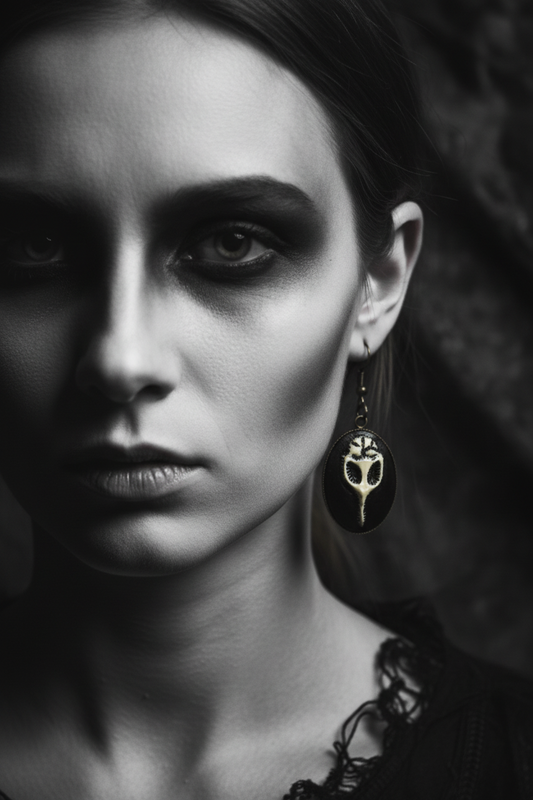 Gothic Raven Skull Earrings – Witchy Statement Jewelry