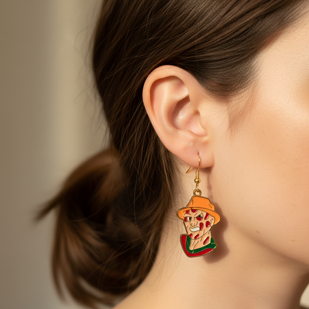 Freddy Krueger Horror Earrings – Halloween Costume Jewelry