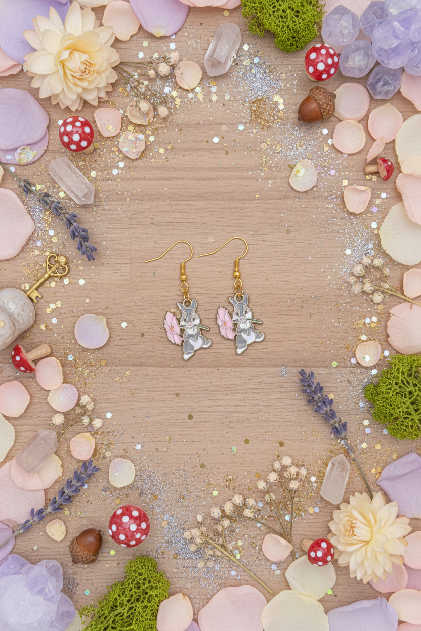 Storybook Thumper Bunny Earrings – Whimsical Character Jewelry