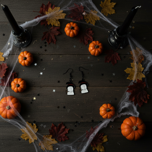 Witchy Ghost Halloween Earrings – Spooky Charm Jewelry