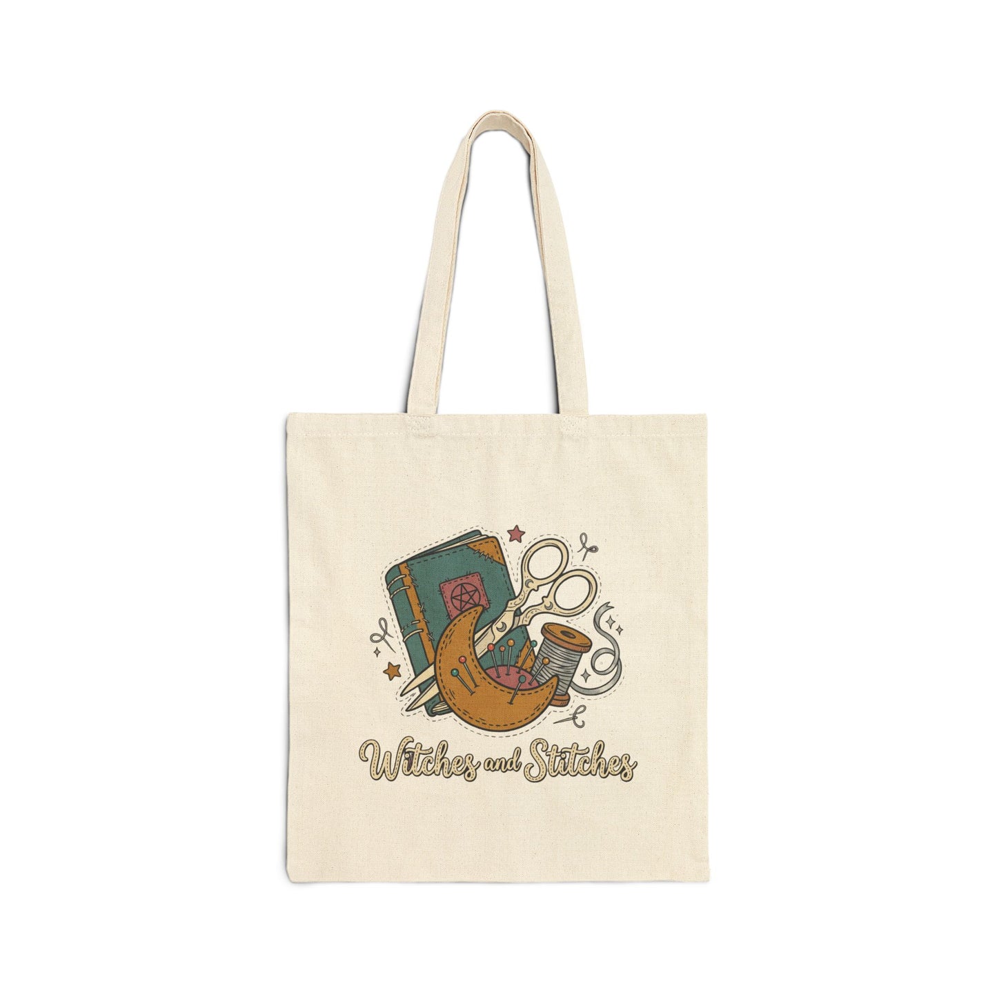Tote Bag - 'Witches and Stitchers' Embroidered Witchcraft Sewing Tote