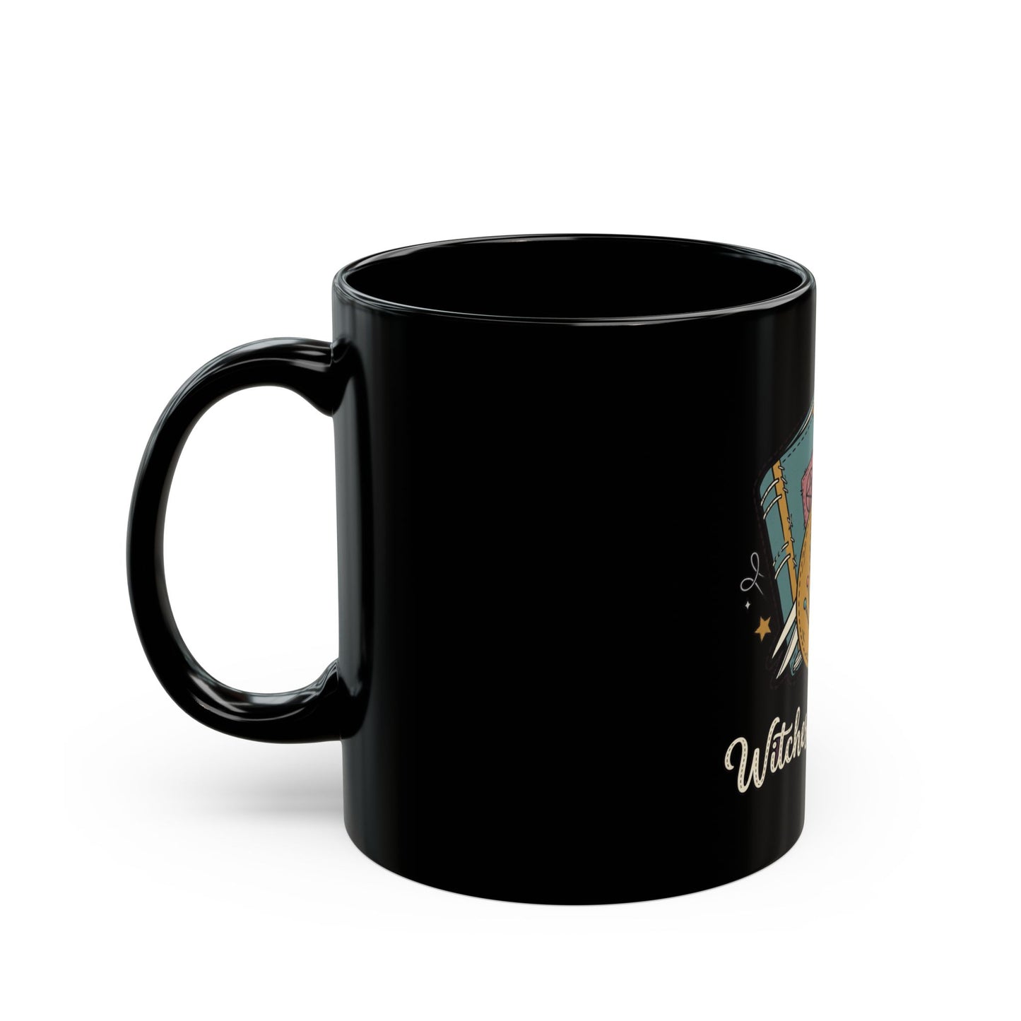Witches and Stitches Black Mug — Witchy Sewing Craft Coffee Cup (11oz & 15oz)