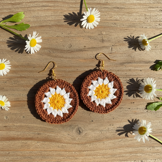 Handmade Crocheted Daisy Earrings
