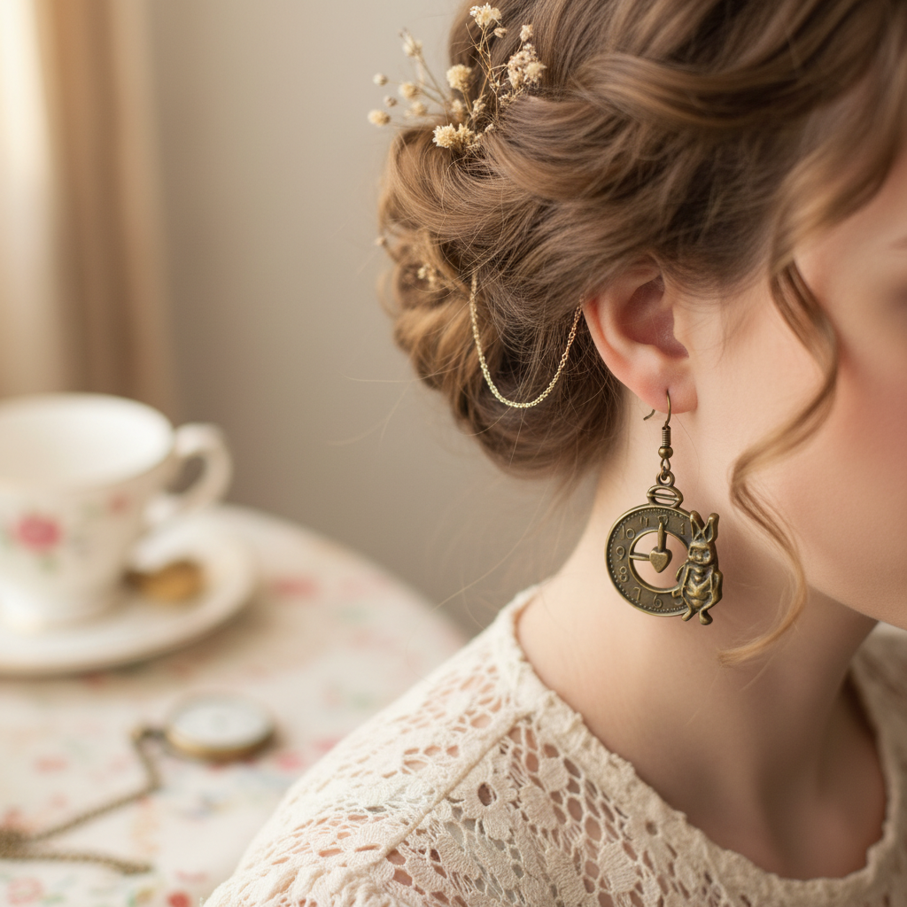 White Rabbit Alice in Wonderland Earrings – Whimsical Storybook Jewelry