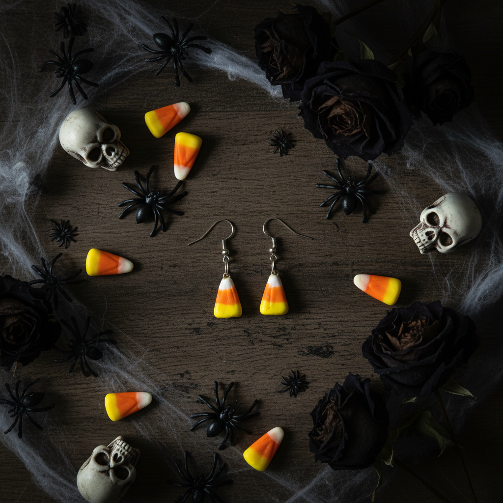 Glass Candy Corn Halloween Earrings – Festive Fall Jewelry