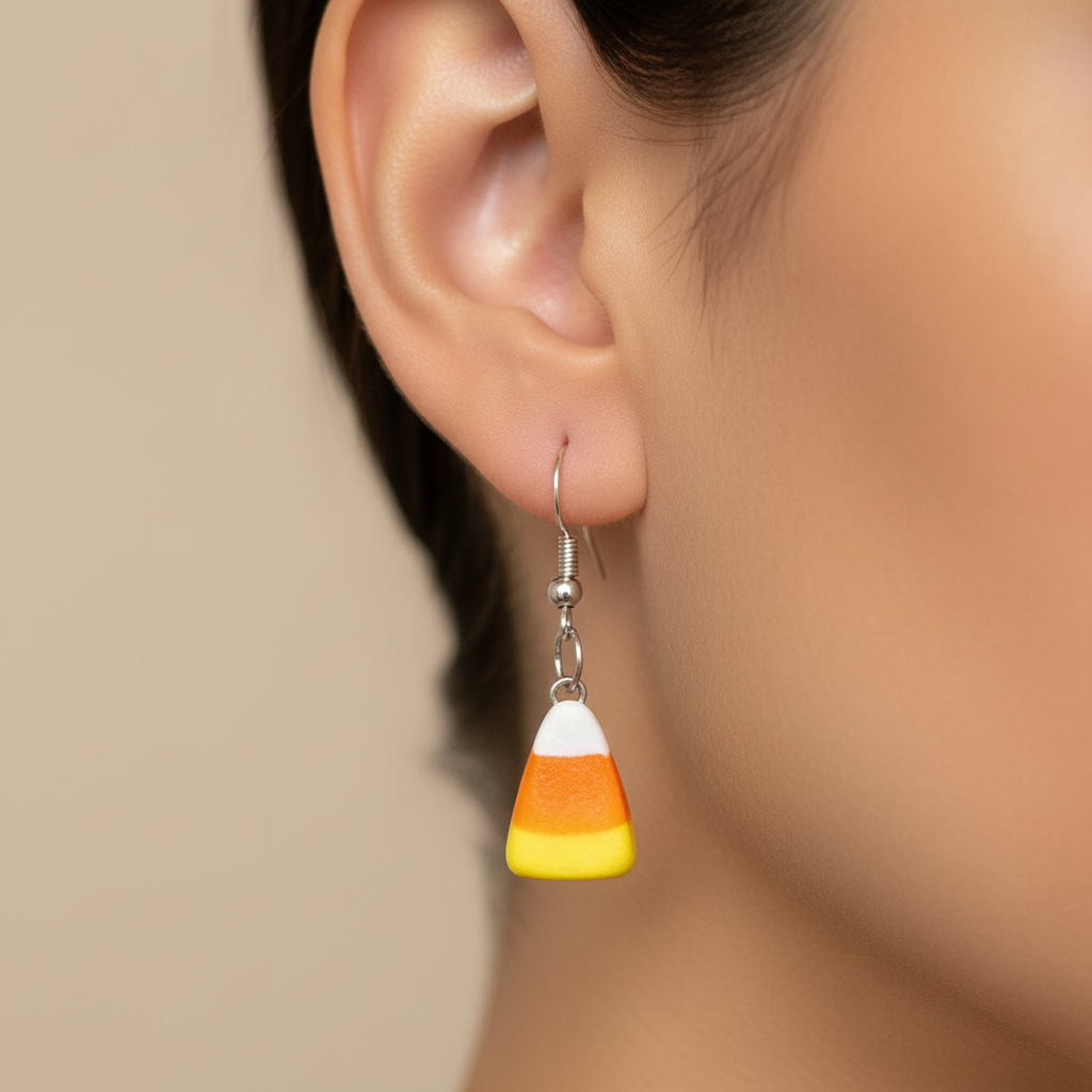 Glass Candy Corn Halloween Earrings – Festive Fall Jewelry