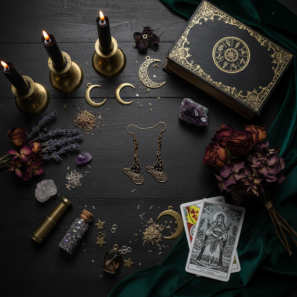 Witchy Wizard Hat Earrings: Gothic, Magical Jewelry