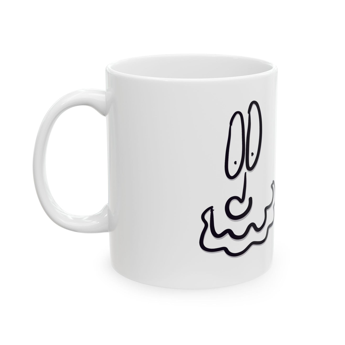 Funny Doodle Face Ceramic Mug – Cute Cartoon Eyes & Mustache Coffee Cup (11oz/15oz)