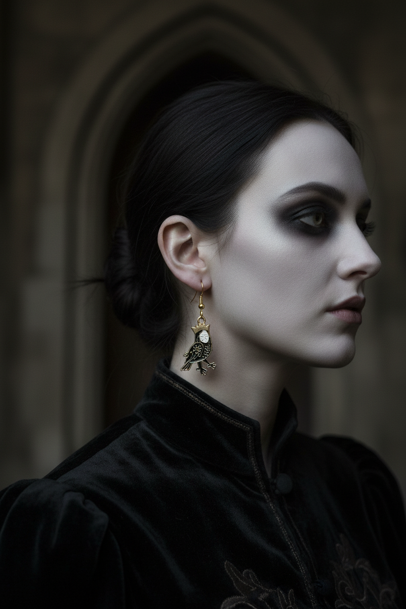 Gothic Raven Queen Crown Earrings – Witchy Jewelry
