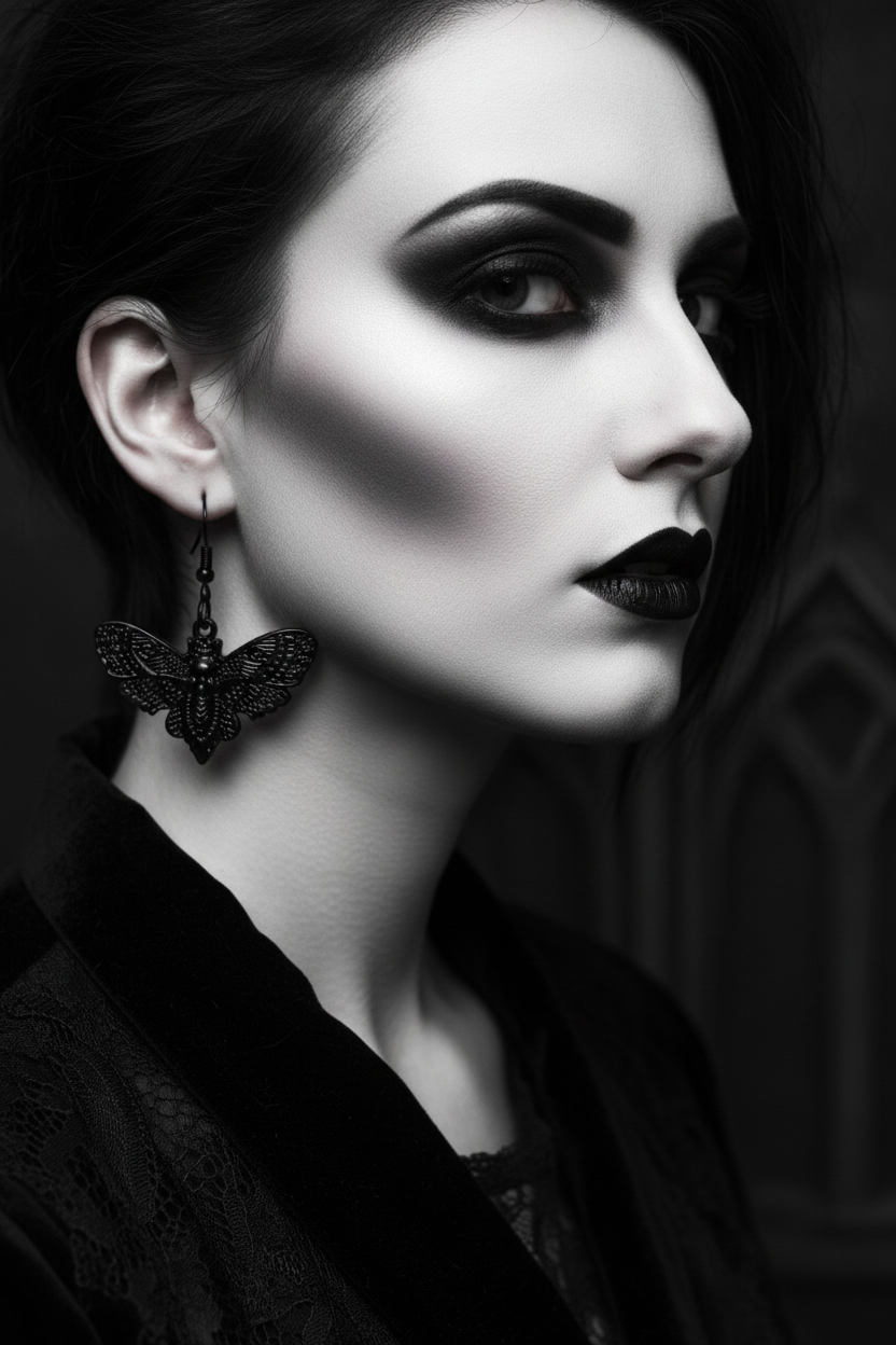 Gothic Moth Earrings – Witchy Dark Academia Jewelry