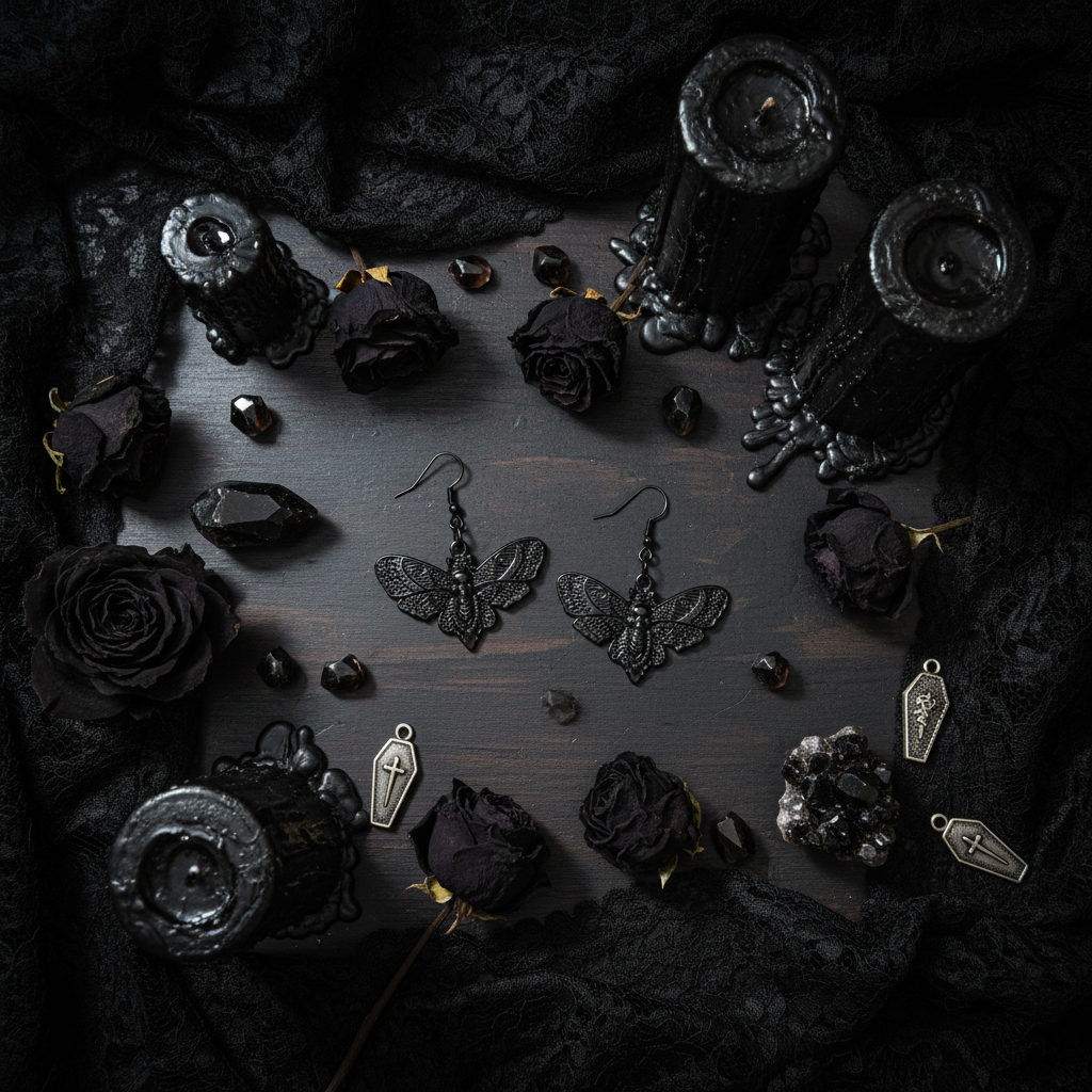 Gothic Moth Earrings – Witchy Dark Academia Jewelry