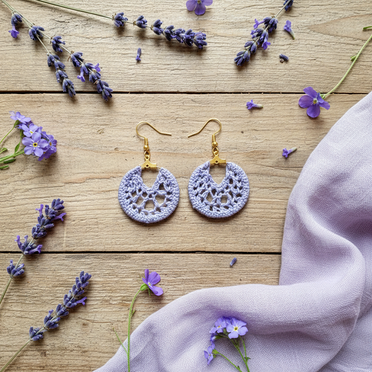 Crocheted Small Hoop Earrings – Lavender Lace Jewelry