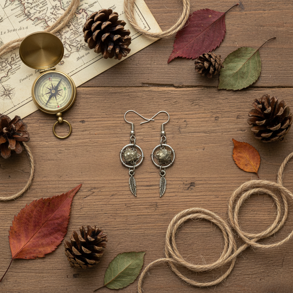 Silver Dreamcatcher Earrings with Feather Charm