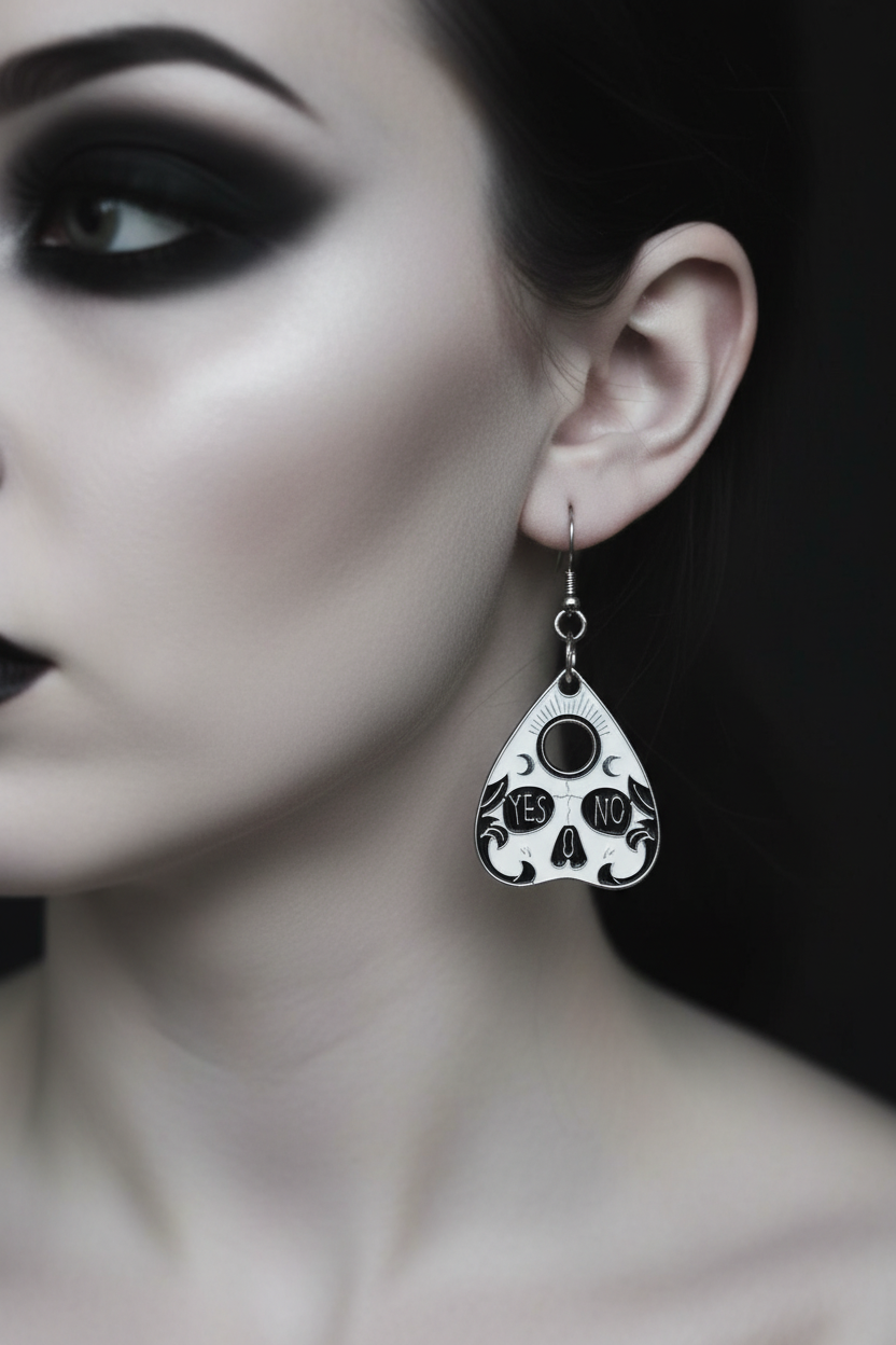 Gothic Planchette Earrings: Witchy Ouija Board Jewelry