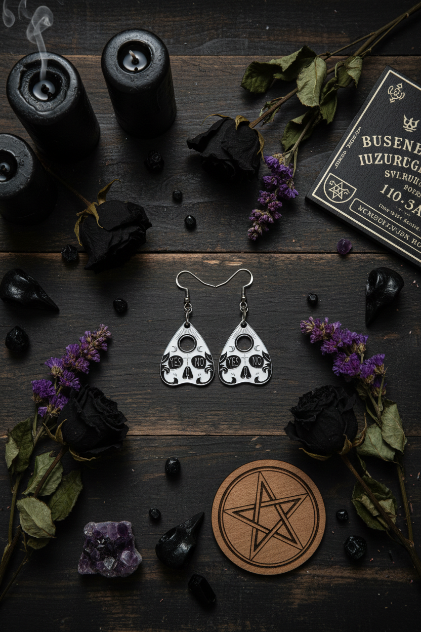 Gothic Planchette Earrings: Witchy Ouija Board Jewelry