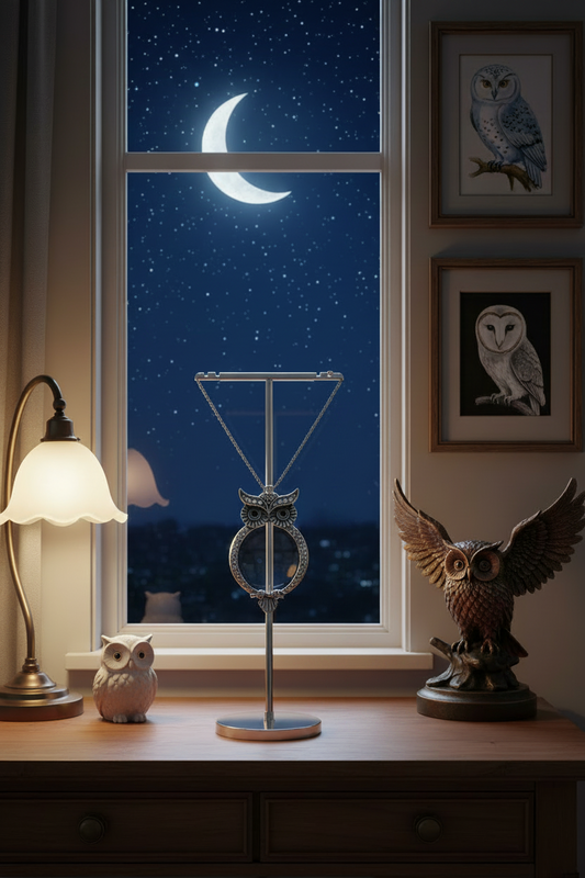 Large Owl Necklace Display Stand – Vintage Style Jewelry Holder