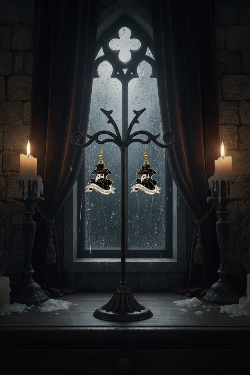 Plague Doctor Earrings: Wash Your Hands Gothic Jewelry