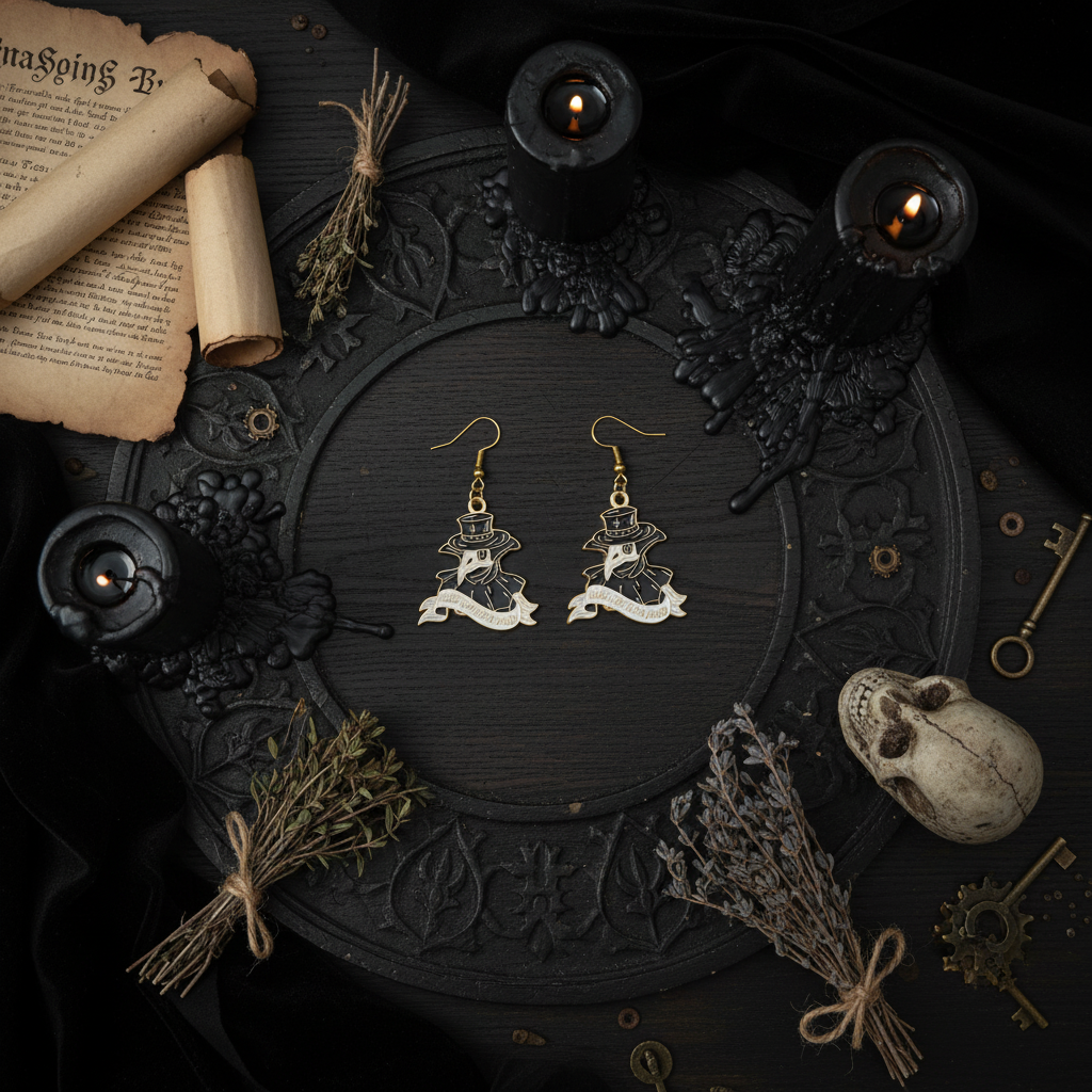 Plague Doctor Earrings: Wash Your Hands Gothic Jewelry