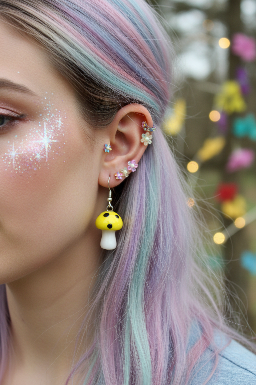 Yellow Glass Mushroom Earrings – Whimsical Woodland Jewelry