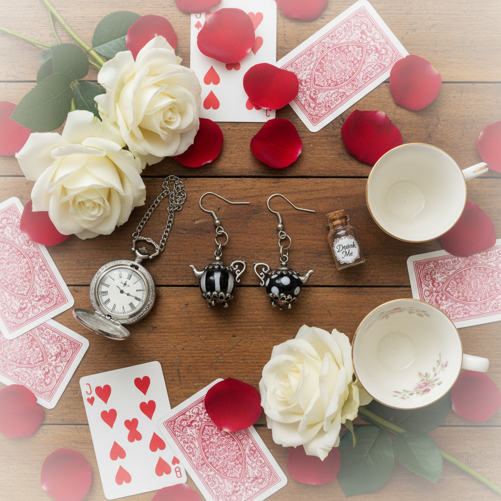 Alice in Wonderland Teapot Earrings, Whimsical Storybook Jewelry