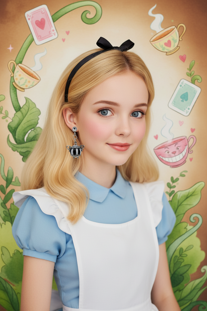 Alice in Wonderland Teapot Earrings, Whimsical Storybook Jewelry