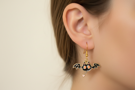 Title: Midnight Winged Familiar Earrings